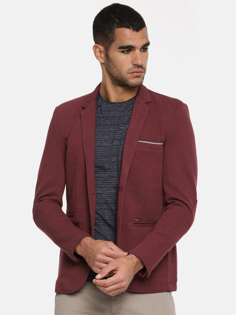 

Pepe Jeans Men Maroon Single-Breasted Casual Blazer