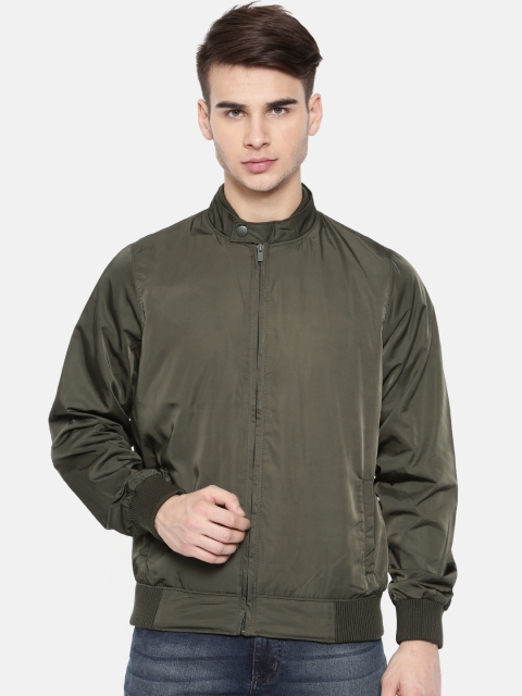 

Pepe Jeans Men Olive Green Solid Bomber Jacket