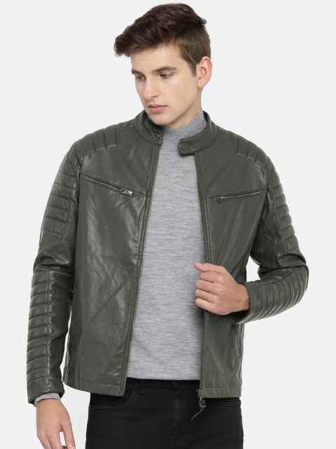 

Pepe Jeans Men Grey Solid Biker Jacket