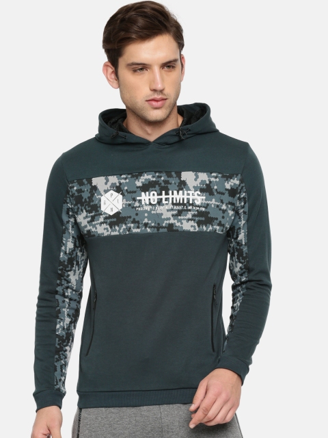 

Proline Active Men Grey Printed Hooded Sweatshirt