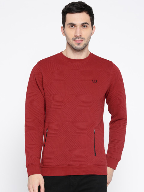 

Van Heusen Men Red Self Design Sweatshirt