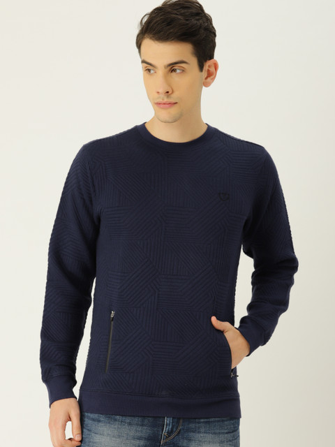 

Van Heusen Men Navy Blue Self Design Sweatshirt