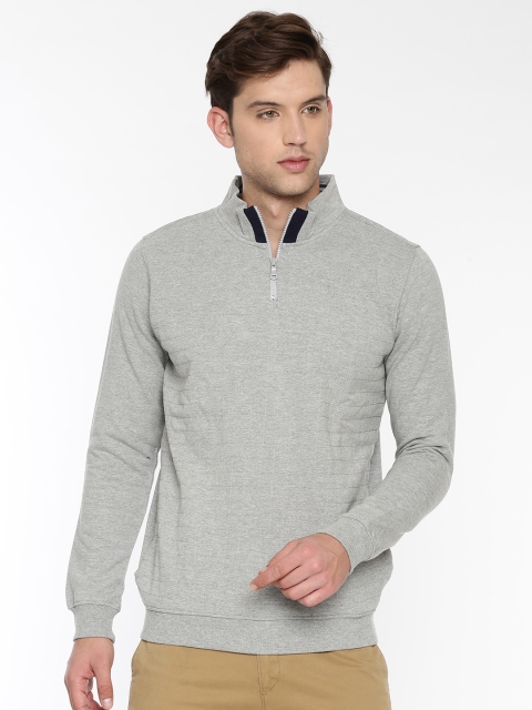 

Van Heusen Men Grey Melange Checked Sweatshirt