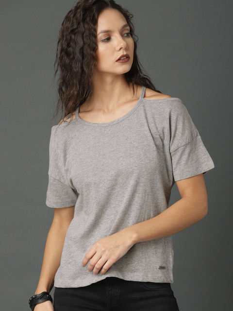 

Roadster Women Grey Melange Solid Top