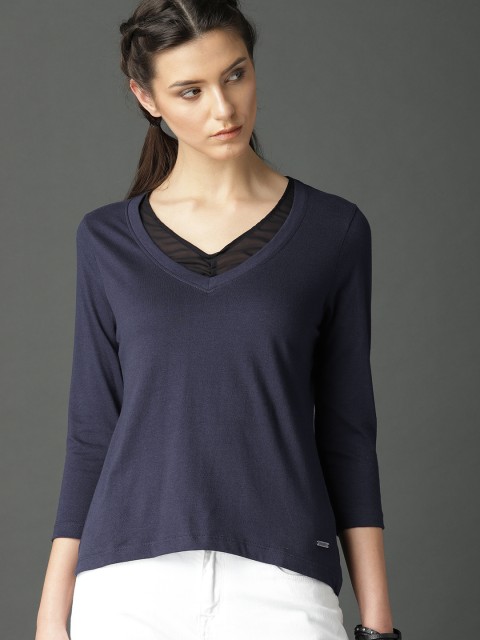 

Roadster Women Navy Blue Solid Top
