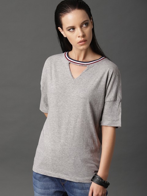 

Roadster Women Grey Melange Solid Top