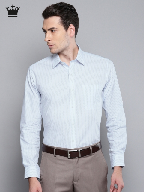 

Louis Philippe Men White & Blue Slim Fit Striped Formal Shirt