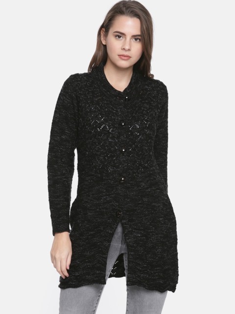 

Duke Women Black Self Design Longline Pullover