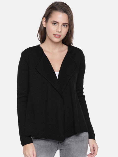 

Duke Women Black Solid Front-Open Sweater