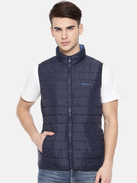 

Pepe Jeans Men Navy Blue Solid Padded Jacket