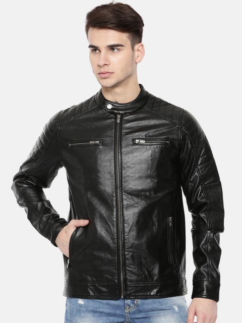 

Pepe Jeans Men Black Solid Biker Jacket