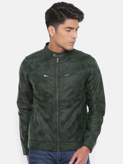 

Pepe Jeans Men Green Solid Biker Jacket