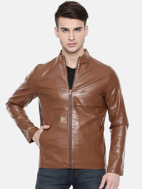 

Pepe Jeans Men Brown Solid Biker Jacket