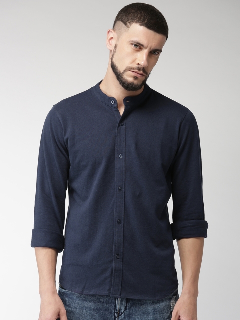 

Garcon Men Navy Blue Regular Fit Solid Casual Shirt