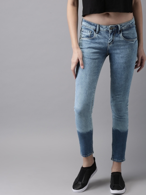 

HERE&NOW Women Blue Skinny Fit Mid-Rise Clean Look Stretchable Cropped Jeans