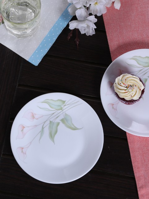 

Corelle White & Green Set of 6 Printed Plates