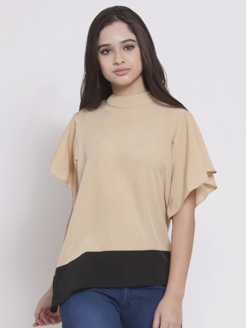 

Martini Women Beige Colourblocked Styled Back Top