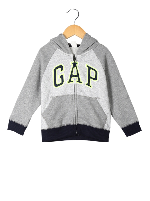 

GAP Boys Embroidered Brand Logo Hooded Sweatshirt, Grey