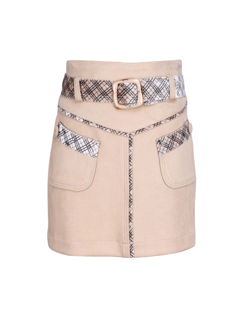 

CUTECUMBER Girls Beige Pencil Skirt