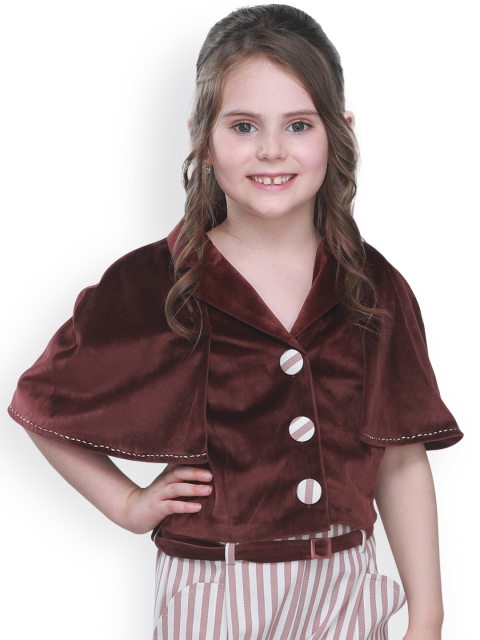 

CUTECUMBER Girls Brown Solid Cape Top