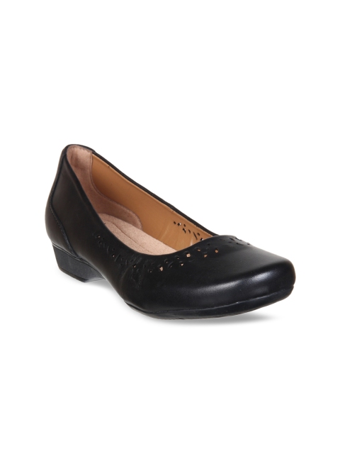 

Clarks Women Black Solid Leather Ballerinas