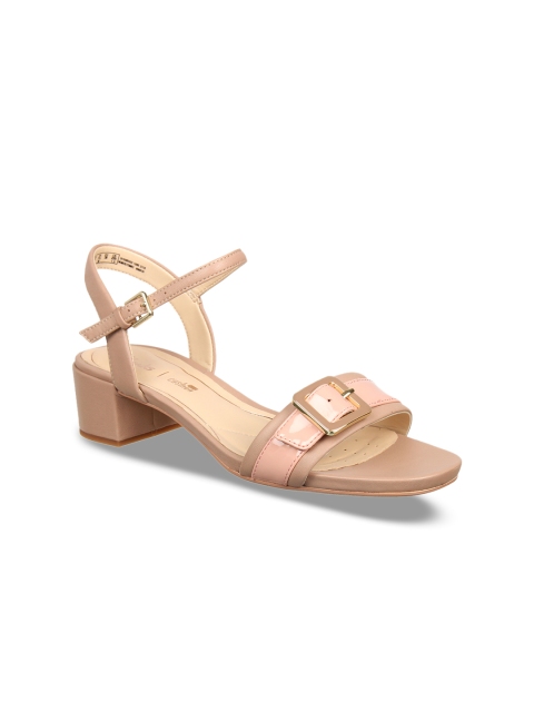 

Clarks Women Peach-Coloured Solid Leather Heels