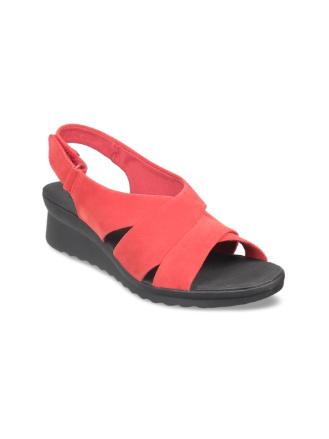 Clarks Women Coral Solid Open Toe Flats