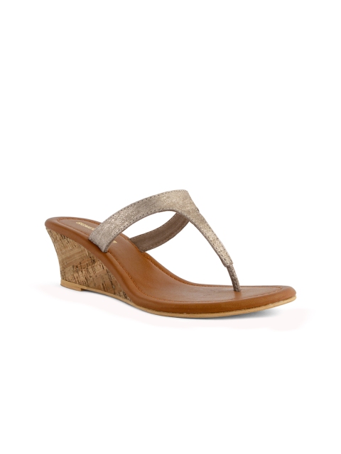 

Signature Sole Women Gold-Toned Solid Sandals