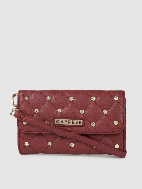 

Caprese Maroon Embellished Quilted Sling Bag