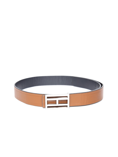 

Tommy Hilfiger Men Tan Brown & Navy Solid Reversible Belt