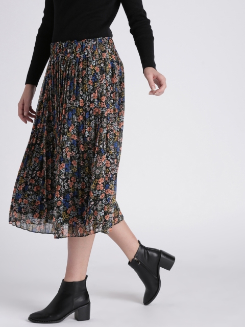 

GAP Women's Multicoloured Floral Print Pleated Midi Skirt, Multi