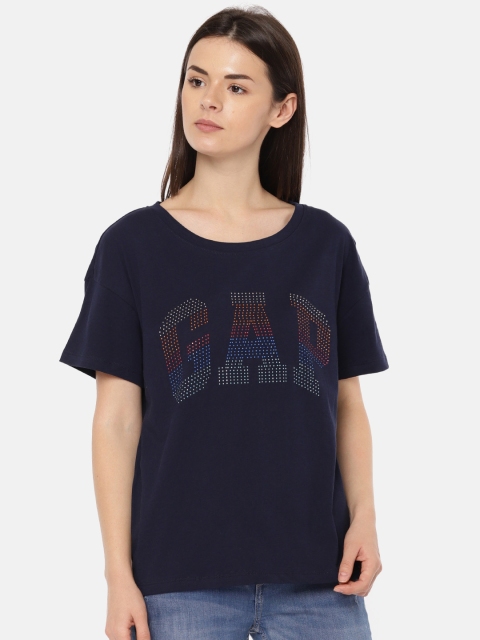 

GAP Women's Navy Stud Logo Graphic Tee, Navy blue
