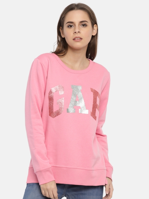 

GAP Women Pink Printed Sweatshirt