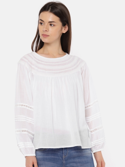 

GAP Women's White Lace Yoke Top