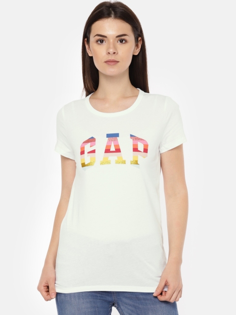 

GAP Women's White Short Sleeve Logo Graphic Tee