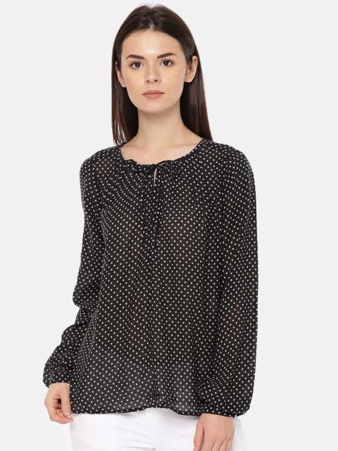 

GAP Women's Black Ruffle Yoke Top