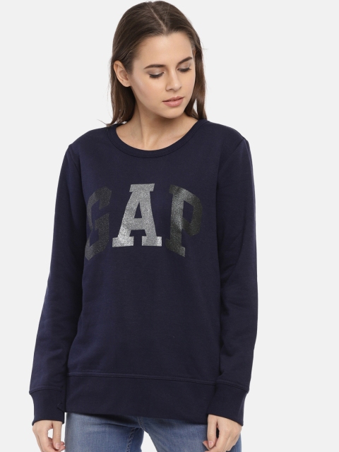 

GAP Women Navy Blue Printed Sweatshirt