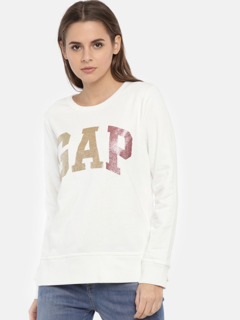 

GAP Women Off-White Printed Sweatshirt