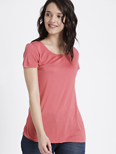

GAP Women Pink Short Sleeve Luxe Jersey T-Shirt