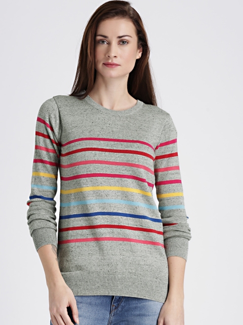 

GAP Women Grey CRAZY STRIPE Striped Pullover