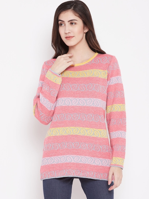 

American Eye Women Pink & Blue Self-Design Pullover