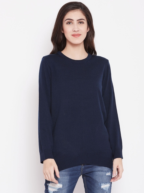 

American Eye Women Navy Blue Solid Sweater