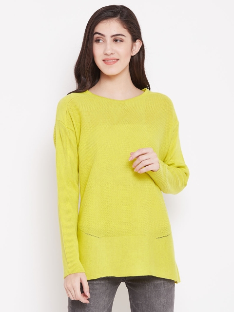 

American Eye Women Lime Green Solid Pullover