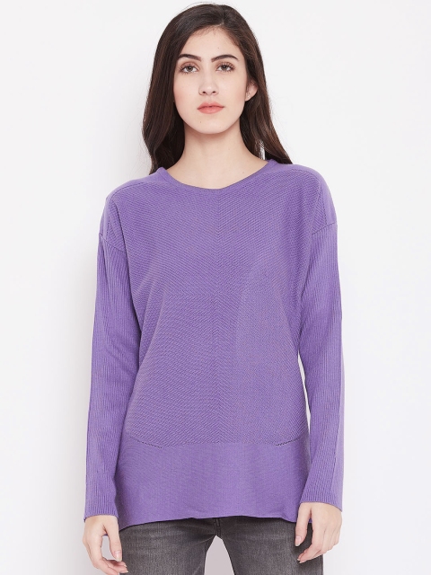 

American Eye Women Purple Self Design Pullover