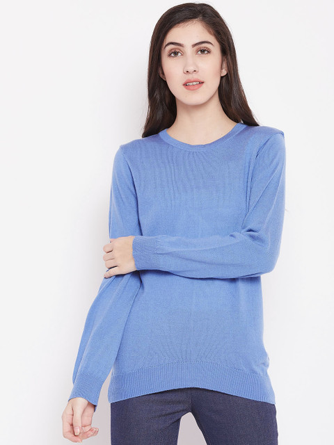 

American Eye Women Blue Solid Pullover