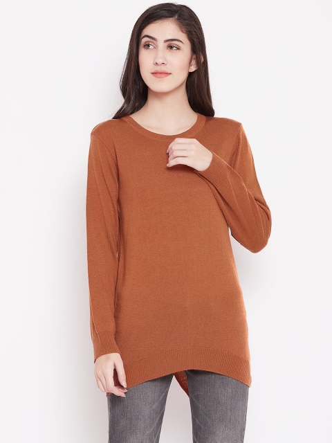 

American Eye Women Rust Brown Solid Pullover