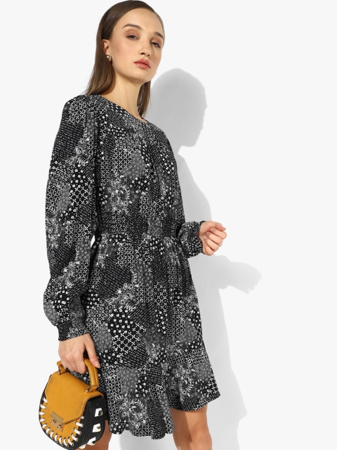 

Marks & Spencer Women Black Printed A-Line Dress