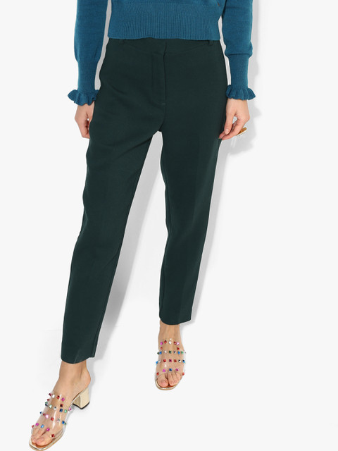 

Marks & Spencer Women Green Regular Fit Solid Ankle Length Trousers