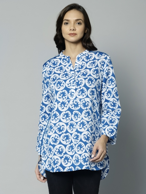 

Marks & Spencer Blue & White Printed Tunic