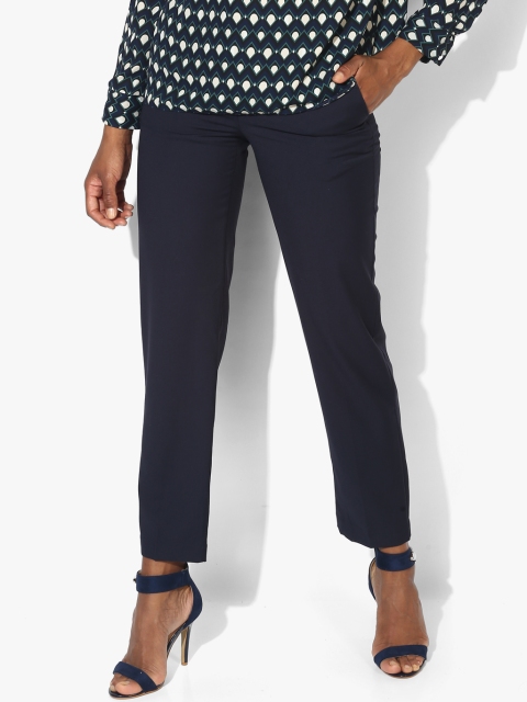 

Marks & Spencer Women Navy Blue Straight Fit Solid Knitted Trousers